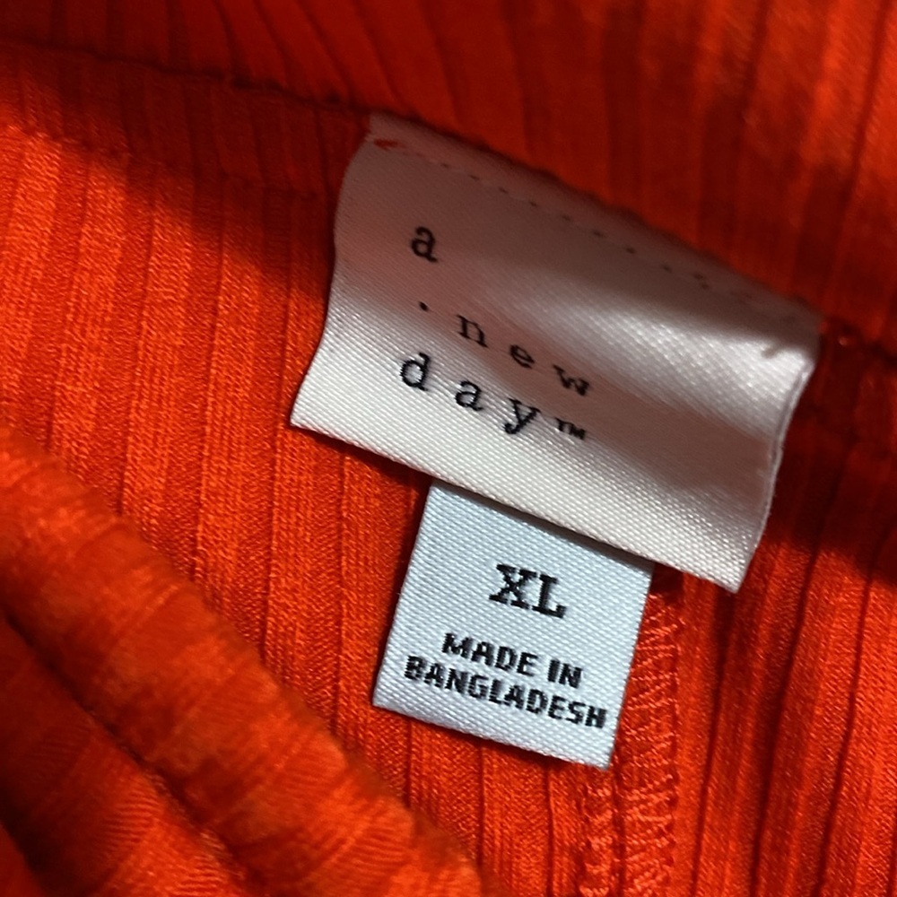 A New Day orange ribbed knit stretch top shirt blouse size XL - Picture 7 of 10